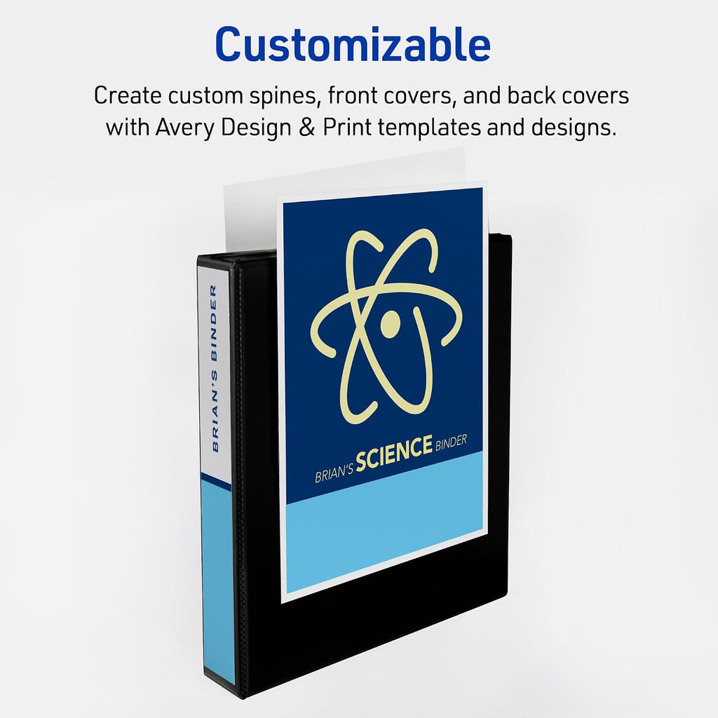 Avery Heavy-Duty View 3 Ring Binders, 1.5 Inch One Touch EZD Rings, 400-Sheet Capacity, 2.1 Inch Wide Spine, Customizable Clear Cover and Spine, Green Binders (12-Pack of 79108)