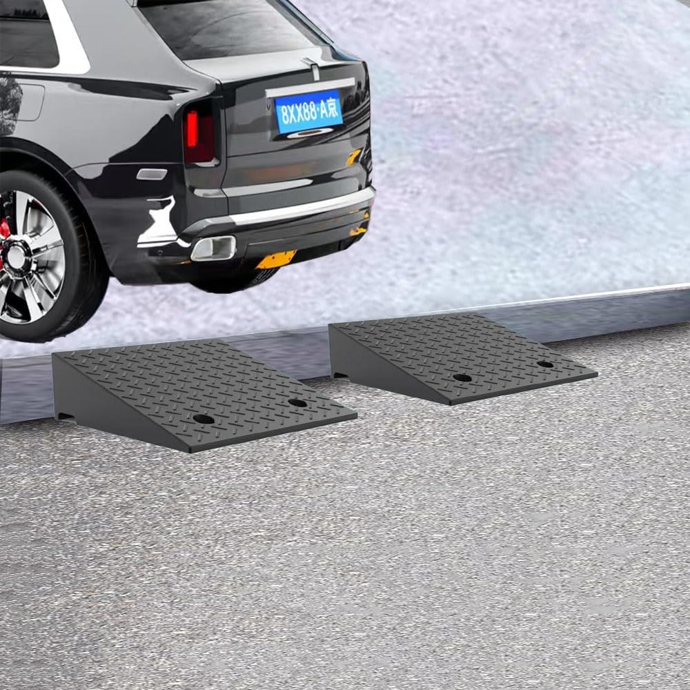 Threshold Ramp Portable Wheelchair Ramp, Rubber Driveway Curb Ramps, 2' 3' 4' 7' Rise Doorway Entry Ramps for Sidewalk Garage Warehouse Stroller(H 13 CM/5')