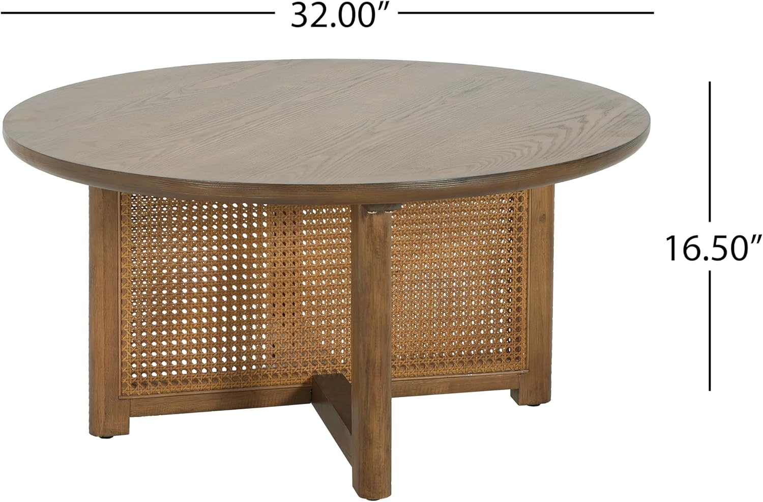 Christopher Knight Home Kiaya Round Coffee Table with PE Woven Design, Wood Coffee Tables for Living Room, Stylish Indoor Round Table, Easy Assembly, Versatile Living Room Furniture, Natural Brown