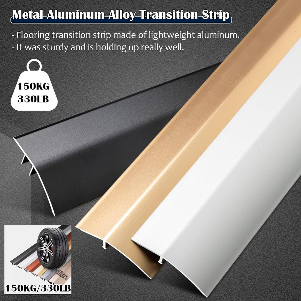 25 31 35 49 64 70 Inch Aluminum Floor Transition Strips, Doorway Threshold Reducer Edge Trim for Tile To Flooring Vinyl Plank/ Uneven Laminate Floors, Wide 42MM Brid,Light Coffee-W 42MM - L 34in