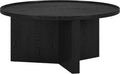 Henn&Hart 32' Round Wood Pedestal Low-Profile Coffee Table for Living Room, Family Room, Office or Apartment, Natural Black