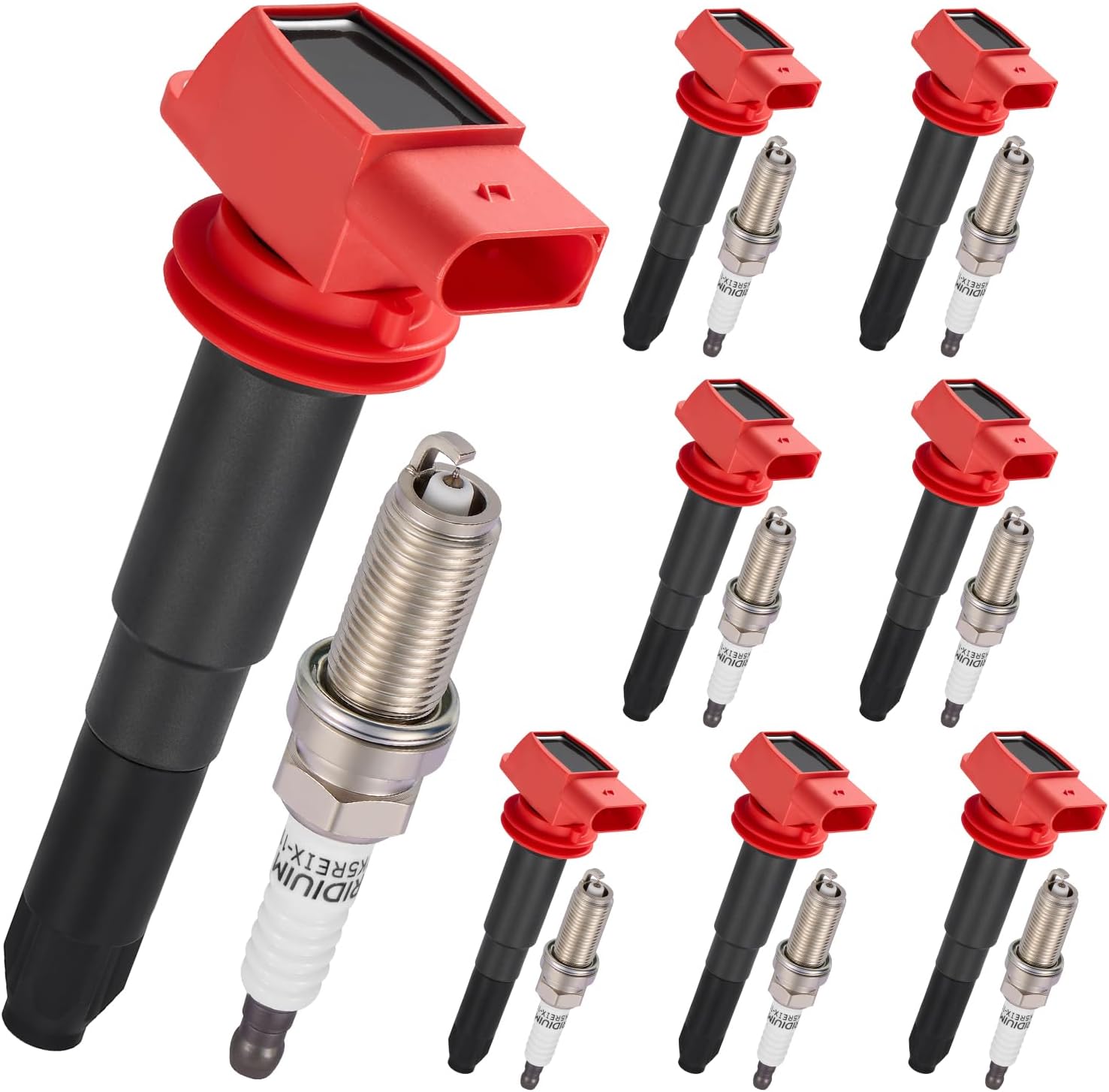 Ignition Coils UF660 & ASpark Plugs P5325 Fit for Porsche Panamera 10-16, Cayenne 08-14, 3.6L/4.8L V8 - Replaces 94860210402, 94860210404, 94860210406, 94860210410, 94860210411 (8PCS)