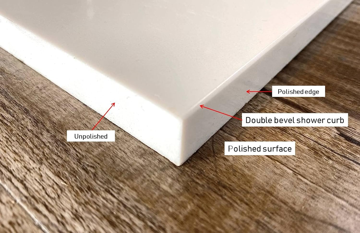 Tenedos Solid White Engineered Marble Threshold Saddle Polished, for Shower Curb, Bathroom Vanity Backsplash, Window Sill, Maintenance Free, Stain Resistant (6' x 24')