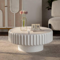 WILLIAMSPACE 31.5' Round Coffee Table with Storage for Living Room, Modern Circle Fluted Center Table with Lift-Off Lid, Drum Pedestal Tea Table for Apartment, Easy Assembly, White