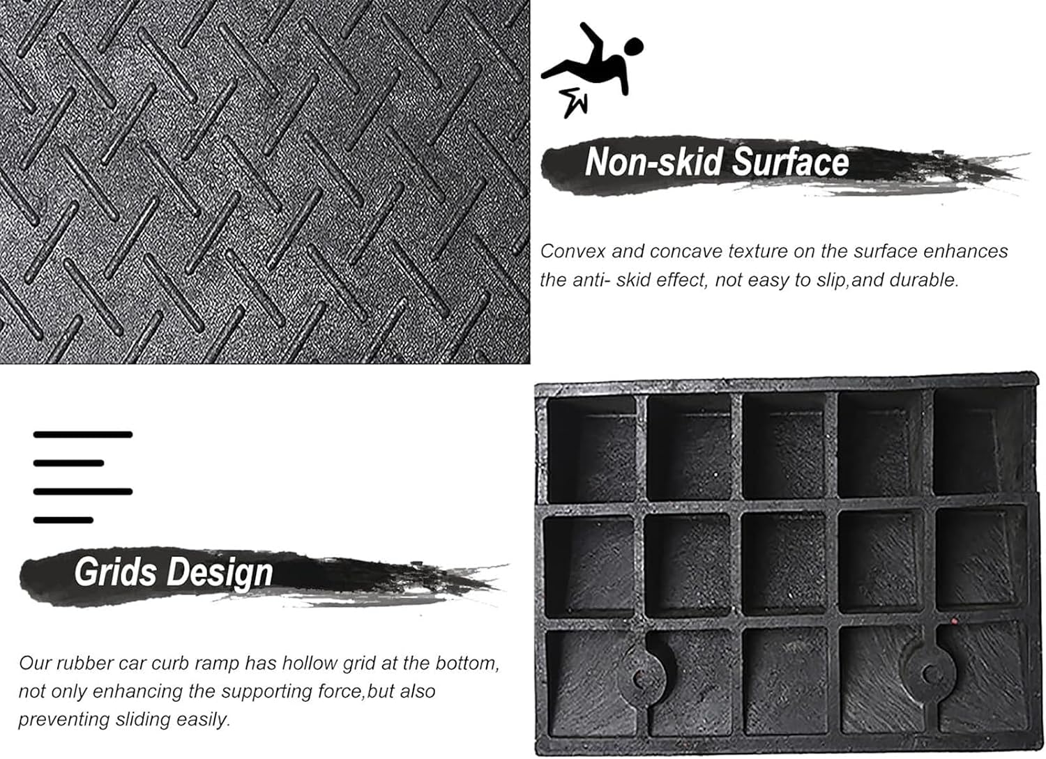 GUENZO Threshold Ramp, Wheelchair Ramp for Driveway Curb Entryway Doorways, 4in/ 5in/ 6in/ 7in /8in Rise Safety Non-Slip Rubber Threshold Transition Ramp, 39in Depth(10cm/4in Rise)