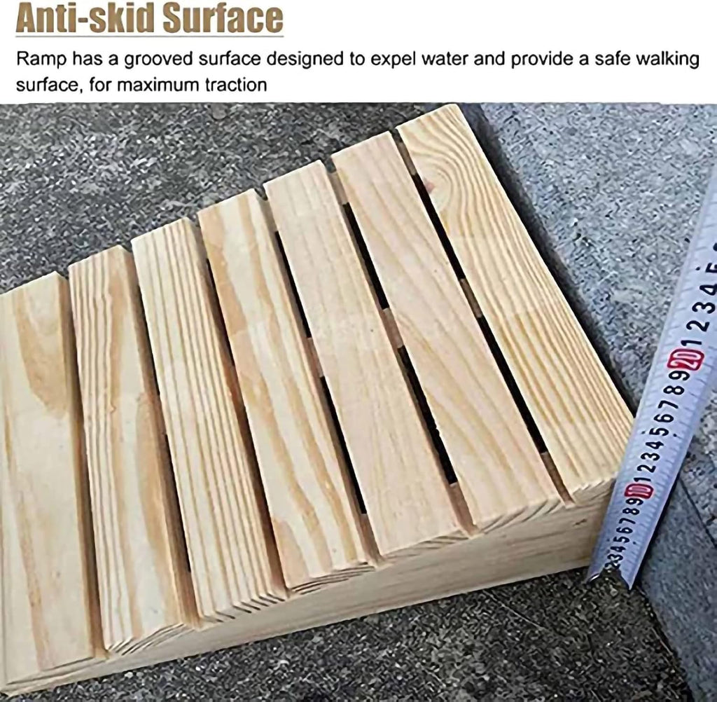 Wooden Threshold Ramp for Wheelchairs, with Non-Slip Surface, 2' - 6' Rise, Portable Mobile Scooter Ramp, for Home, Steps, Stairs, Doorways (Size : 38.8x35x14cm/15.2x13.8x5.5in)