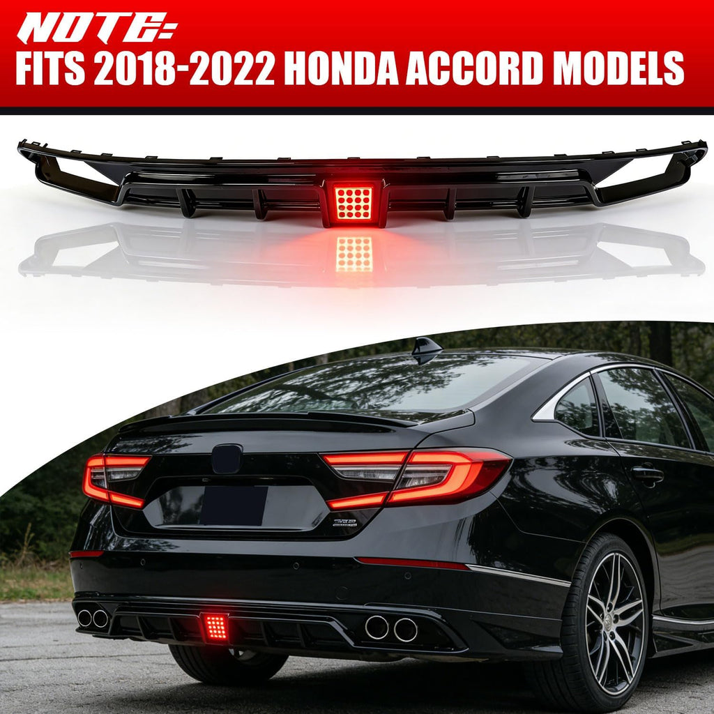 Front Bumper Lip Splitter Spoiler for 2018-2020 Honda Accord, Front Lower Bumper Valance Air Dam Deflector for 10th Gen Honda Accord Front Bumper Protector Accessories (Diffuser- Glossy Black)