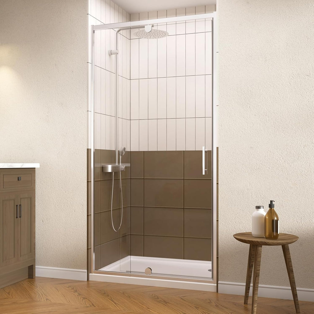 Royal Guard 32-36' W x 72' H Pivot Shower Door,Swing Shower Glass Doors with 1/4'(6mm) Clear SGCC Tempered Glass,Reversible Installtion,Chrome Finish