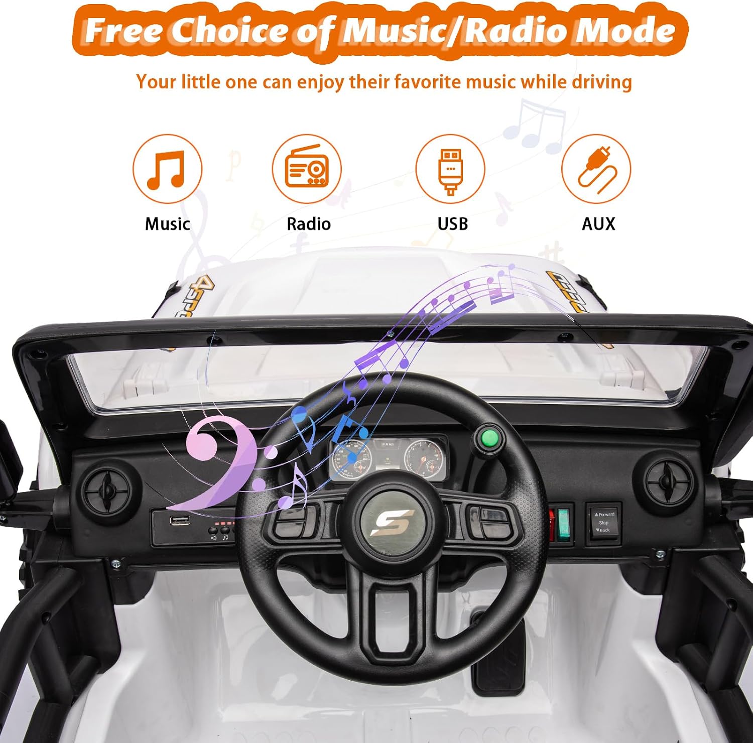GarveeLife 24V Ride On Car for Kids, 2 Seater Electric Truck with Remote Control, 4x45W Powerful Engine, Battery Powered Ride On Toys for Kids, 4WD/2WD Switchable, Led Headlight & Music Player, White