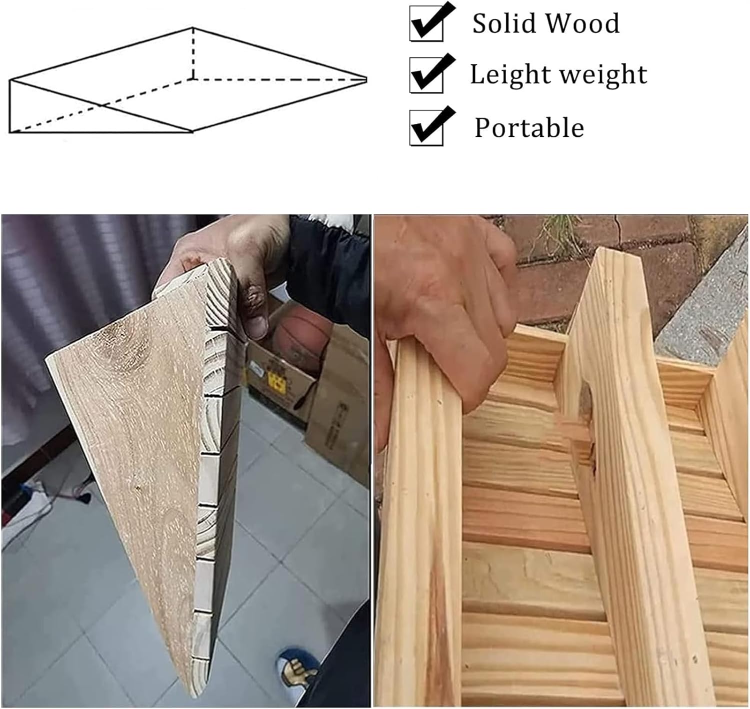 Ramps Threshold Ramp, 3' 4' 5' 6' 7' Rise Wooden Threshold Ramps for Doorways, Non-Slip Entry Ramp for Home/Garden Step/Sheds Doors, for Wheelchairs Walkers