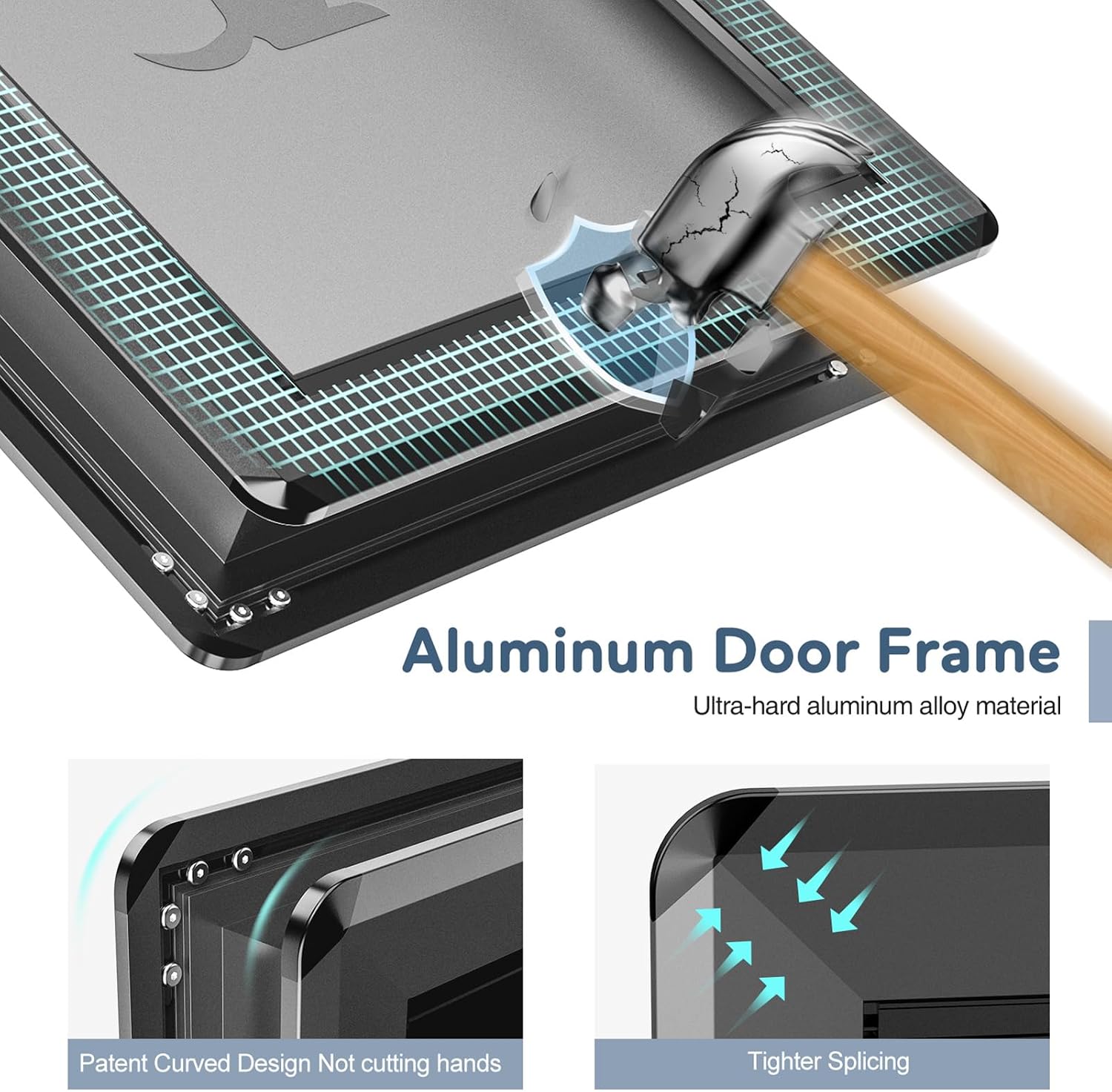 Aluminum XL Dog Door for Exterior Door,Open Size:24.4' H x 13.8' W,Heavy Duty Doggy Door with Enclosed Magnetic Flaps,Extreme Weather Doggie Doors (Balck, X-Large)