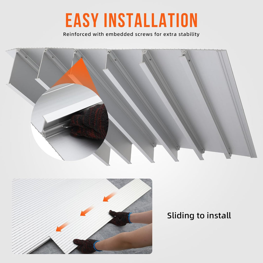5' Rise Door Threshold Ramp, Adjustable Telescoping Design, Non-Slip Surface, 800Lbs Load Capacity, for Wheelchairs, Strollers, Scooters, Power Chairs
