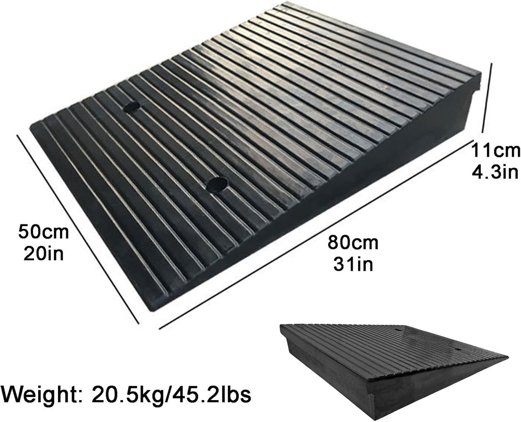 Driveway Ramp 2-5.5' Rise Rubber Heavy Duty Threshold Ramp 11023lbs for Kerb Vehicle Wheelchair Scooter Motorcycle(50 * 80 * 11cm/20 * 31 * 4.3in)