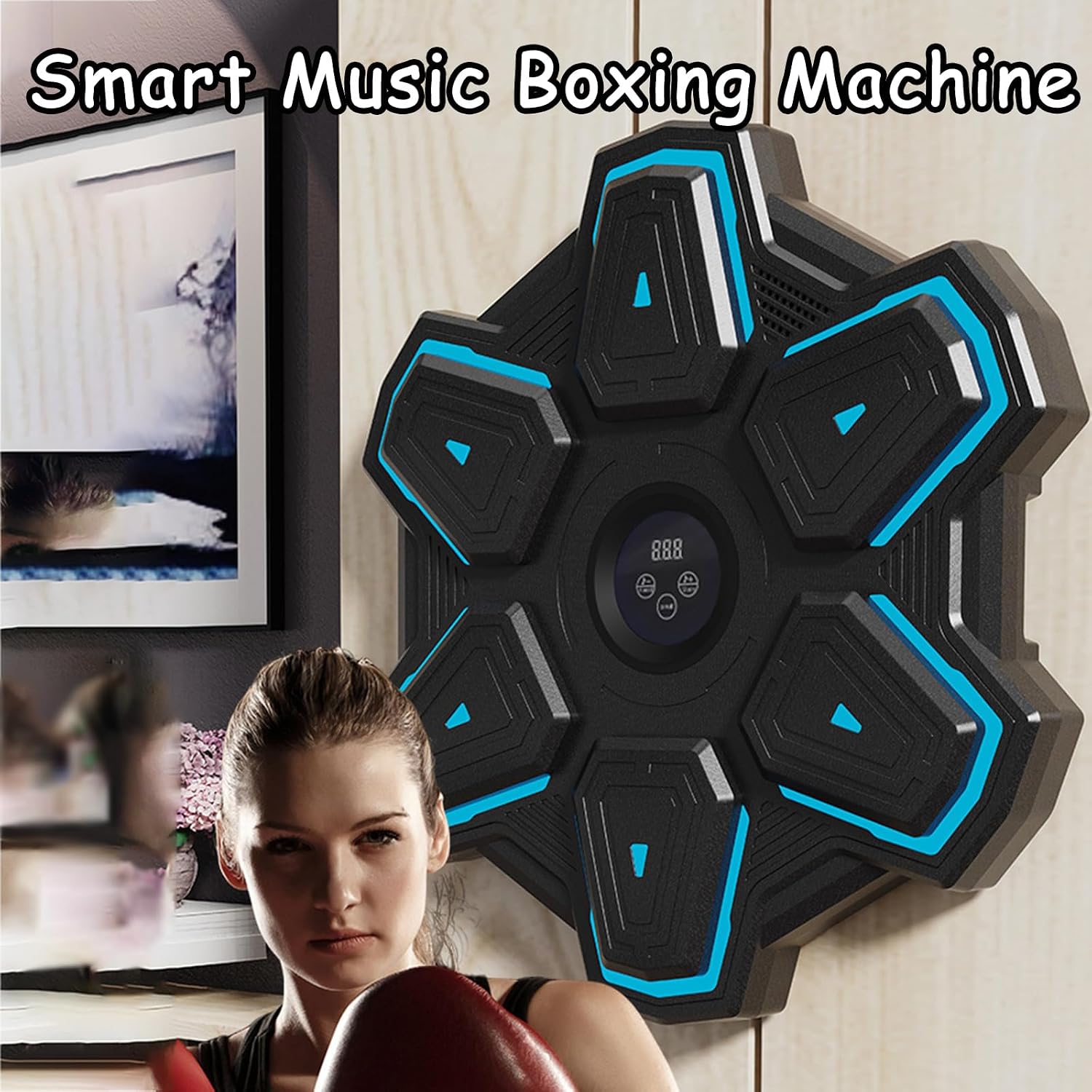 Music Boxing Machine,Wall-Mounted Music Punching Machine with 8 Rhythm Modes,Light Up Boxing Machine for Home,Office and Beginners