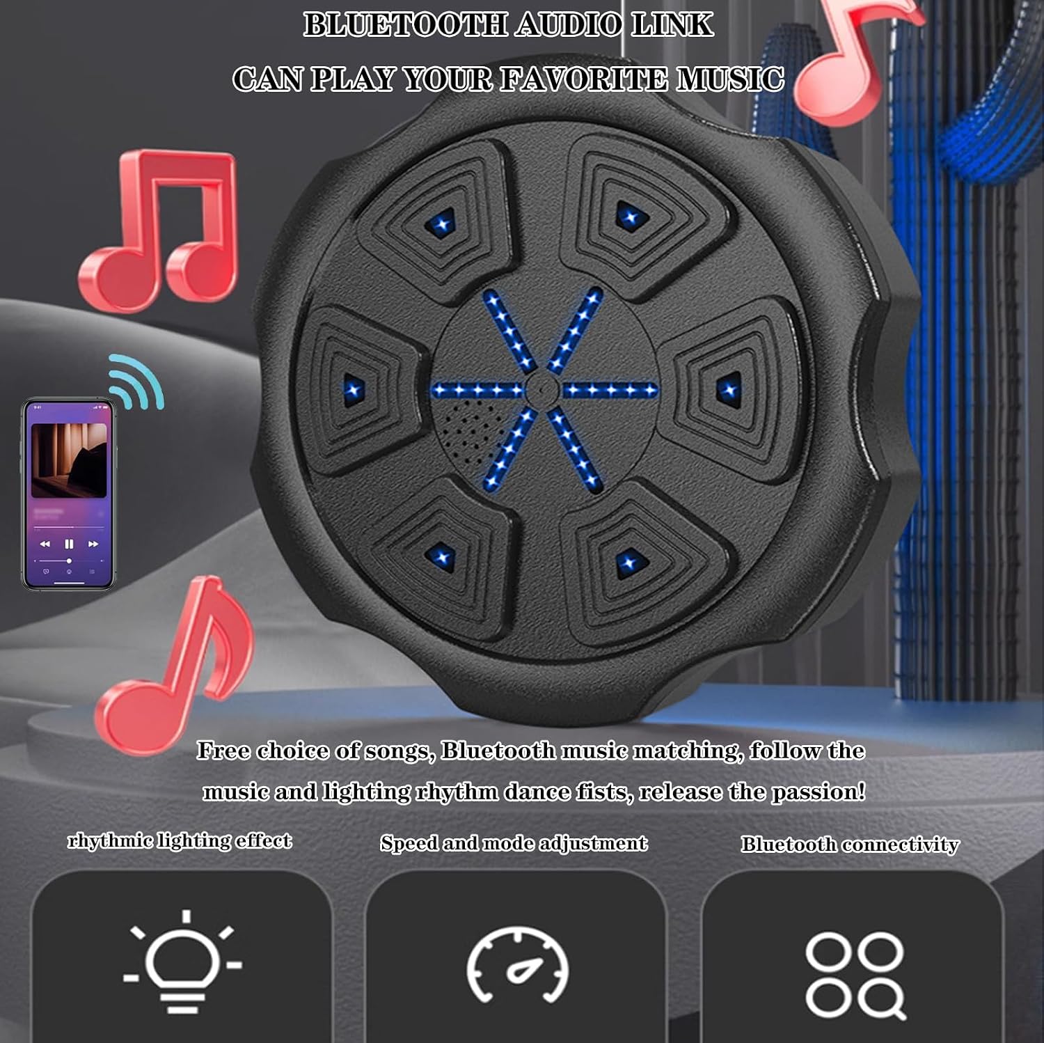 Music Boxing Machine, Wall-mounted Boxing Wall Target with Boxing Gloves, Suitable for Adults and Teenagers