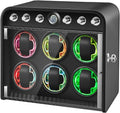 Watch Winder for Automatic Watches, Watch Winders Box 1/2/4/6/9 Slot for Rolex,Silent Motor, 4 Rotation Mode Setting,Built-in led Lights,Gift for Man
