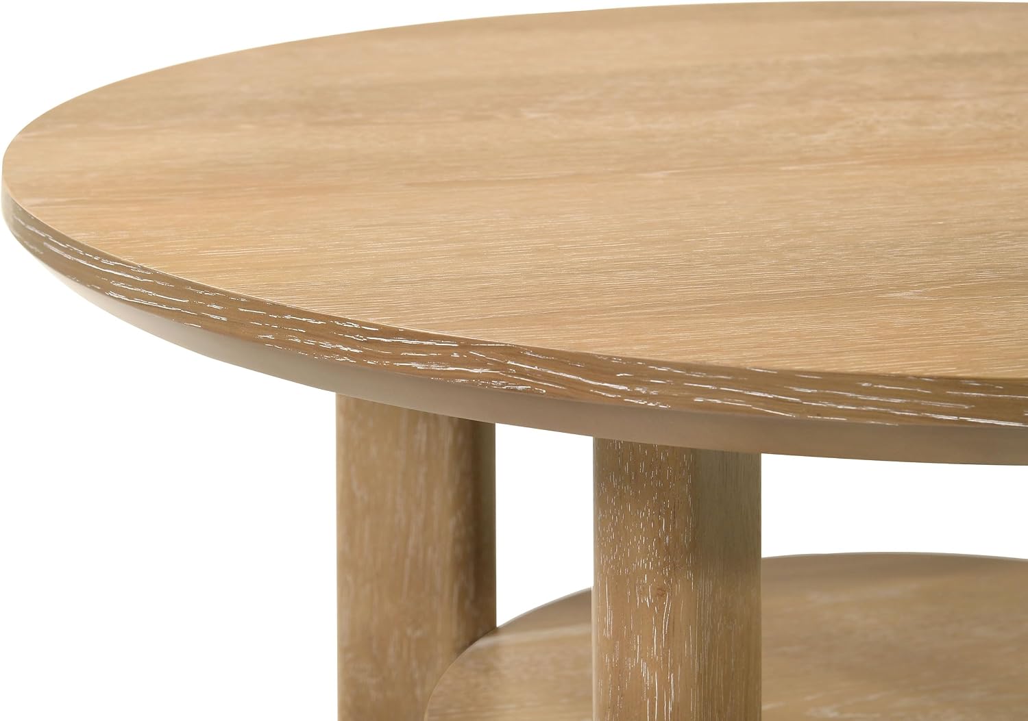 Coaster Home Furnishings - Ottowa - Wood - Round Coffee Table with Open Shelf, Sculpted Legs and Transitional Style - Living Room - Light Oak - 706298