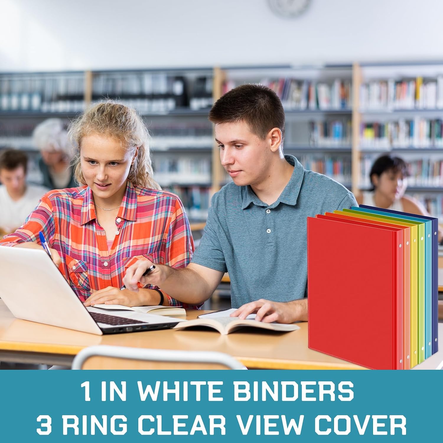 Fulmoon 48 Pack 3 Ring Plastic Binders 1 Inch Bulk with 2 Pockets, Flexible Binder Loose Leaf Hardcover, Fit 12' x 10' US Letter Size Paper, for School Office Home, 6 Colors(Vibrant)