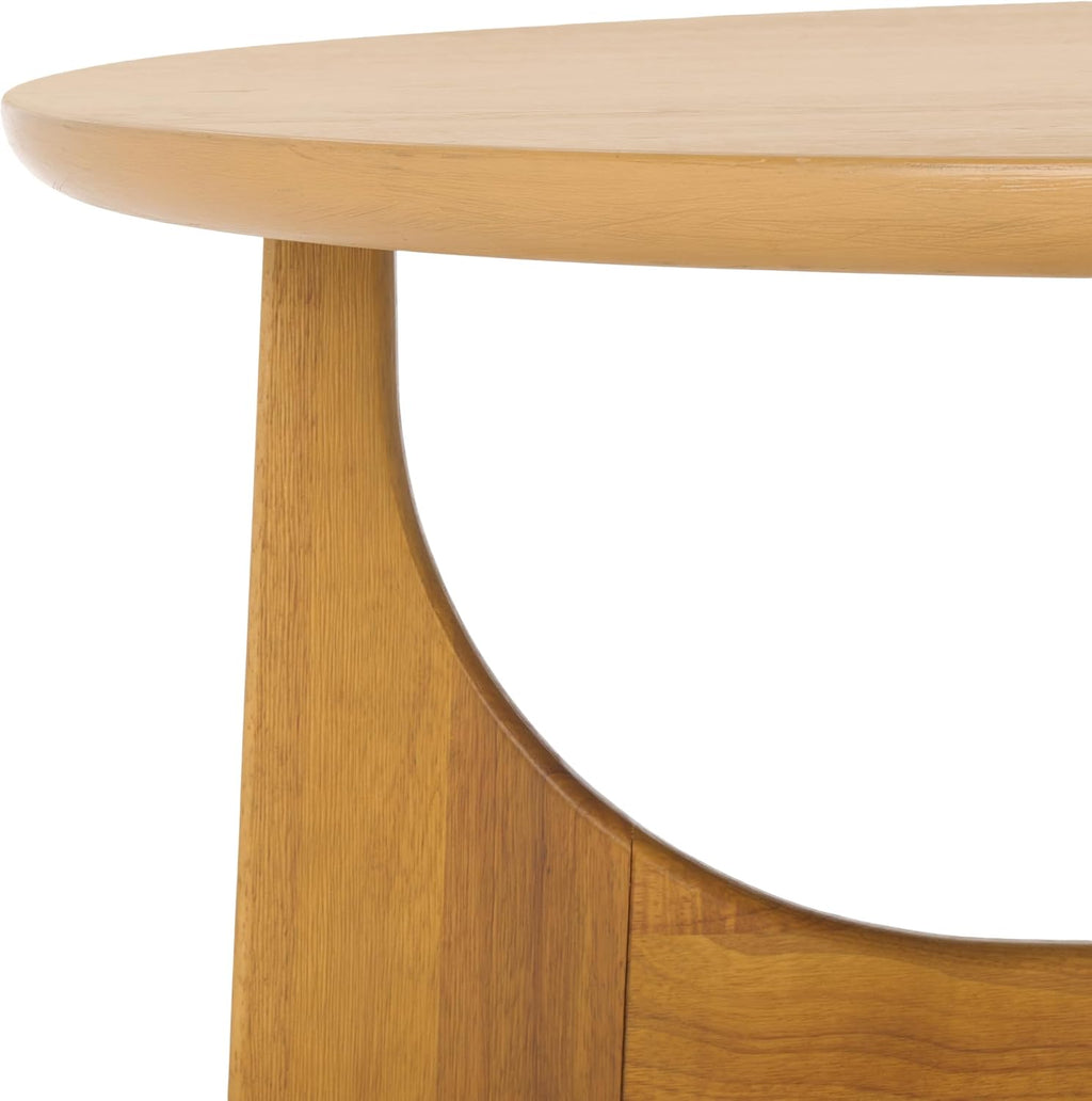 SAFAVIEH Couture Collection – Sasha Contemporary Natural Oak Veneer Round Coffee Table, Sculptural Modern Living Room Table (SFV2128D)