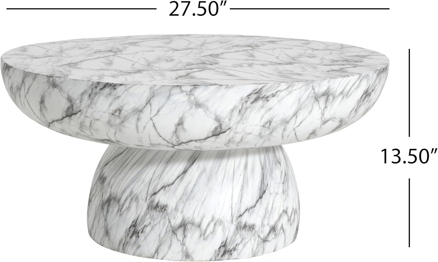 Merax Faux Marble Coffee Table, Indoor Outdoor MGO Top Side Table, Handcrafted Finish Modern Accent Table for Living Room, Patio, Garden, No Assembly Required