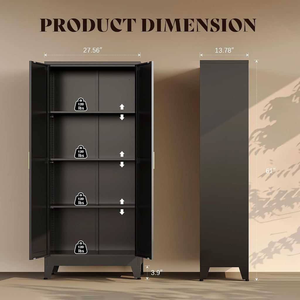 61'H Black Pantry Kitchen Cabinet with Doors,Black Storage Cabinets,Freestanding Pantry Cabinet,Farmhouse Food Storage Cabinets,Tall and Large Pantry Cabinets for Kitchen, Dining Room, Living Room