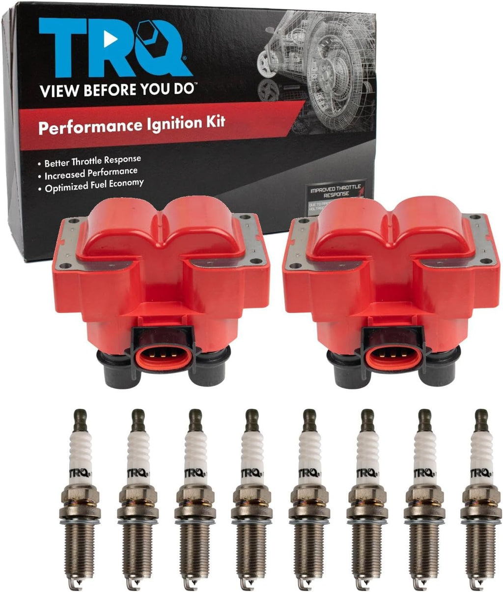 TRQ Ignition Coil & Spark Plug Kit 10 Piece Iridium Plugs Compatible with 1997-1999 Ford F150 F250 Expedition 1992-1997 Lincoln Town Car Mercury Grand Marquis 1996-2001 Explorer