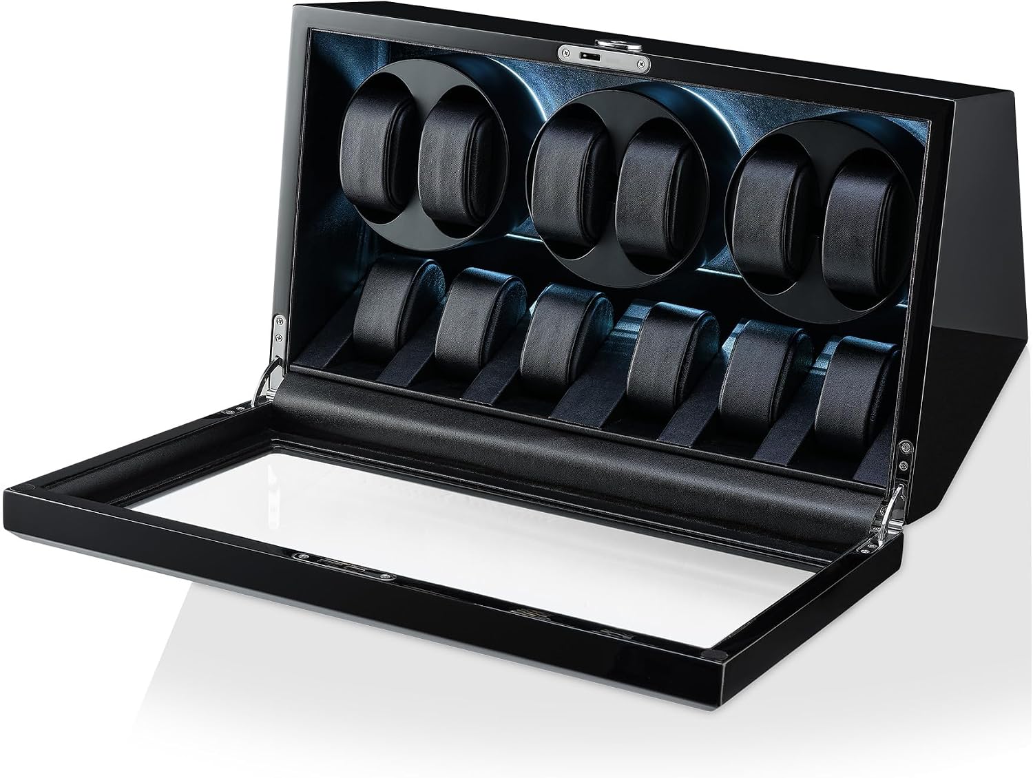 TIMECUBE Watch Winder with 6 Storage Slots, LED Light and Automatic Motor-Stop Option