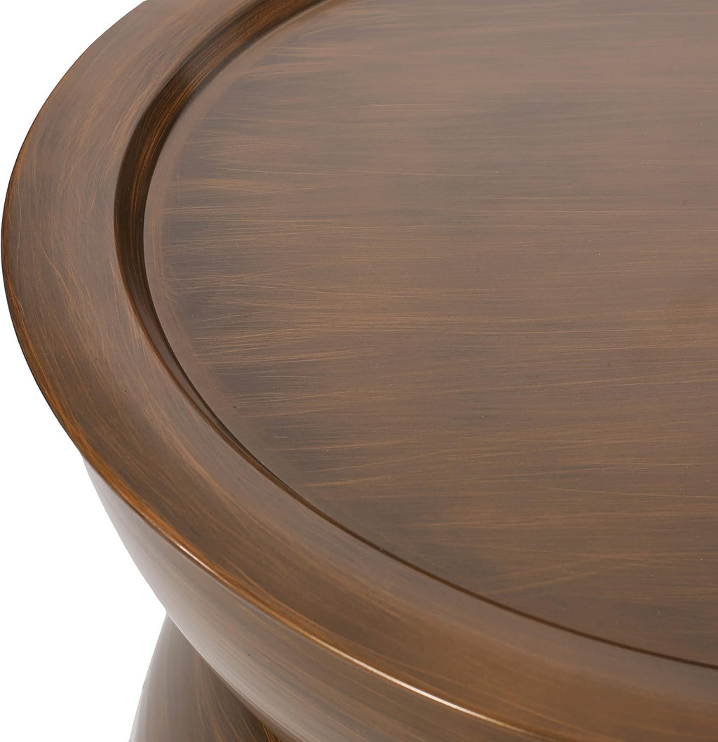 Merax Metal Hammered Coffee Table 24.25' Round Tabletop, Modern Iron Hourglass Coffee Table for Living Room, No Assembly Required, Bear 150lbs, Antique Bronze