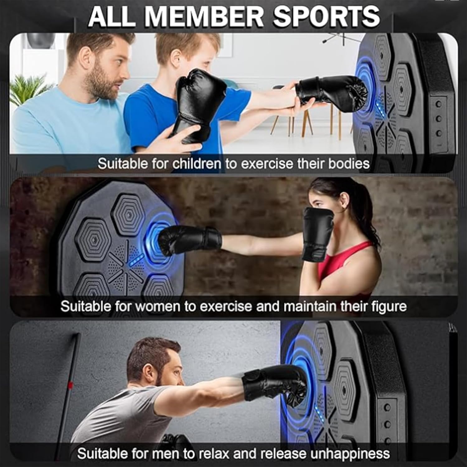 Music Boxing Machine,Wall Mounted Boxing Gym Equipment with LED Light Show,Wall Boxing Machine for Gym Office and Home