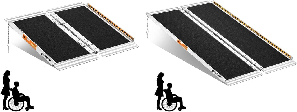 Bundled 2FT 4FT Wheelchair Ramps, gardhom 800Lbs Aluminum Portable Folding Handicap Ramp Wheel Chair Ramp for Home Entrance Threshold Doorways Stairs Curbs Scooter