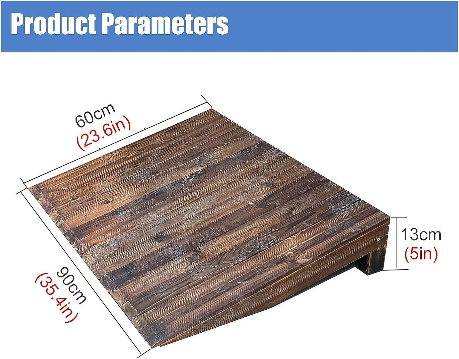 Threshold Ramp, Auxiliary Wood Threshold Ramps for Doorways, 4 5 6 7 8 10 Inch Rise Wheelchair Transition Ramp for Home/Front Door/Yard/Patio, Non Slip (Size : 90x60x13cm/35.4x23.6x5in