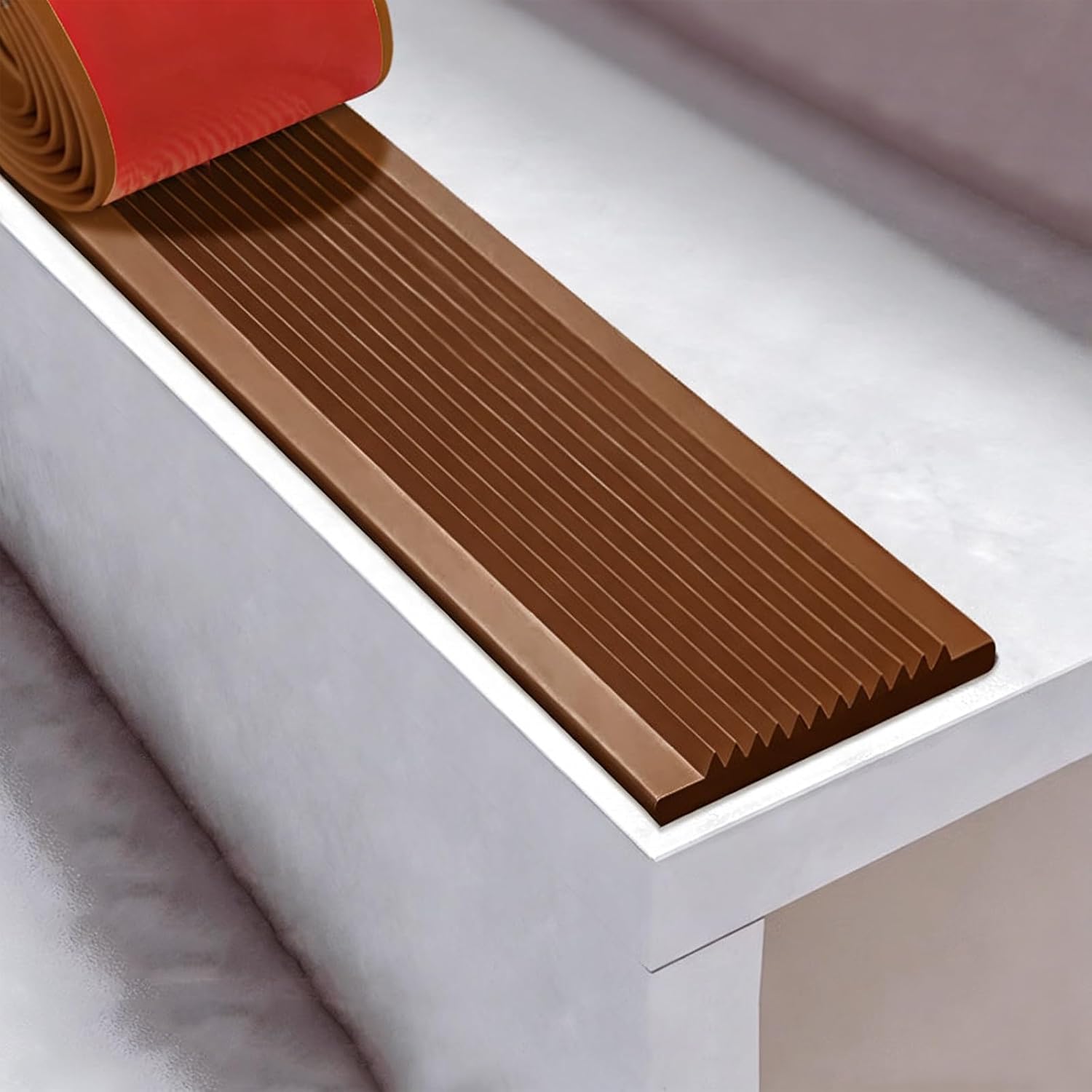 Stair Edge Trim Self Adhesive Stair Nosing Non-Slip Stair Edge Protector, Carpet Edging Strip,Extra Wide 10cm,Interior Thresholds for Doorways(Brown,20m)
