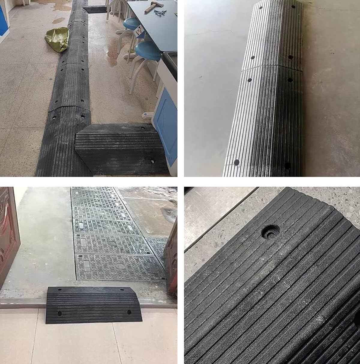 4 Inch Bridge Threshold Ramp Solid Rubber Wheelchair Ramp W/Non-Slip Surface, 3' Rise Driveway Ramps for Doorways, Entry, Walkers, Carts, Scooters(4' Rise/80x45x10cm)