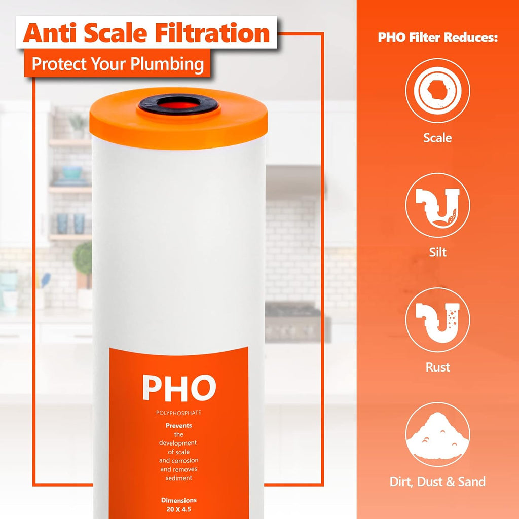 Express Water Polyphosphate Anti-Scale Water Replacement Filter – Whole House Replacement Water Filter – PHO High Capacity Water Filter – 4.5' x 20' inch – 2 Pack