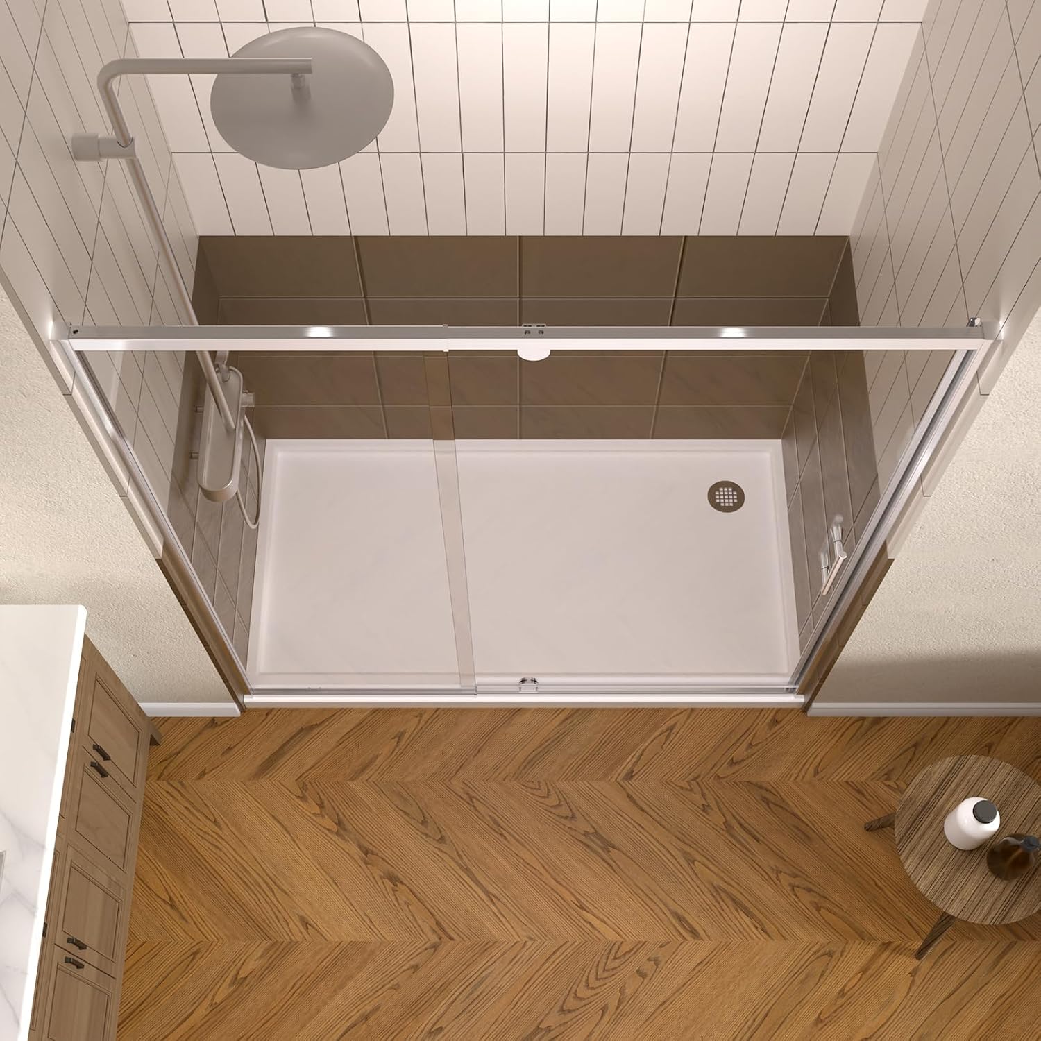 28-32' W x 72' H Pivot Glass Shower Door,Semi-Frameless Pivot Swing Glass Shower Door,with 1/4'(6mm) Clear SGCC Tempered Glass,Reversible Installation,Chrome Finish