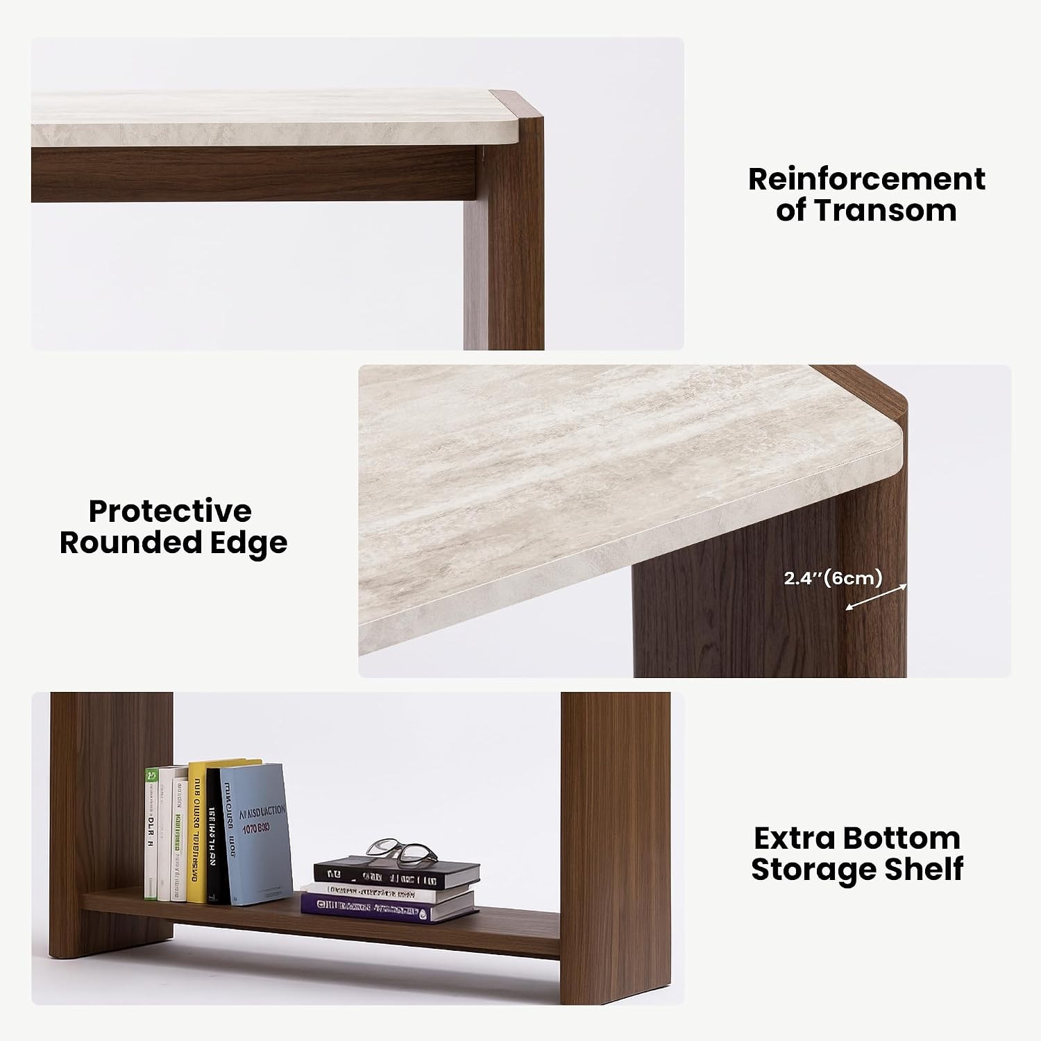 HOMPUS 4-Piece Farmhouse Table Set Includes: 31.5' Coffee Table, Two 17.7' Side Tables & 43.3' Entryway Console Table, Modern Living Room Table Sets for Hallway, Office, Bedroom, Home