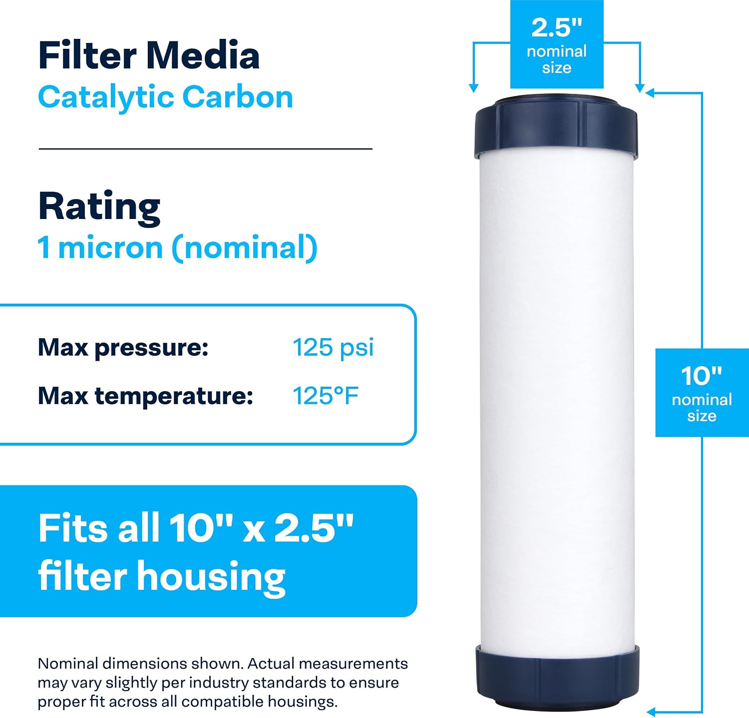 SpiroPure SP-CC1-10 10x2.5 Catalytic Carbon Water Filter Cartridge (Case of 12)