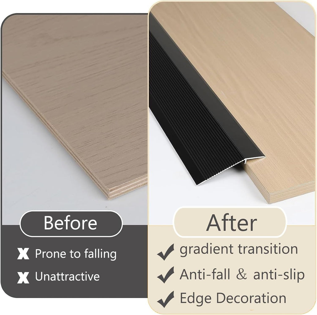 Aluminum Threshold Transition Strip, Height Gap Bridge 0.4 to 1.4in for Doorway, Transition Between Tile and Laminate Planks