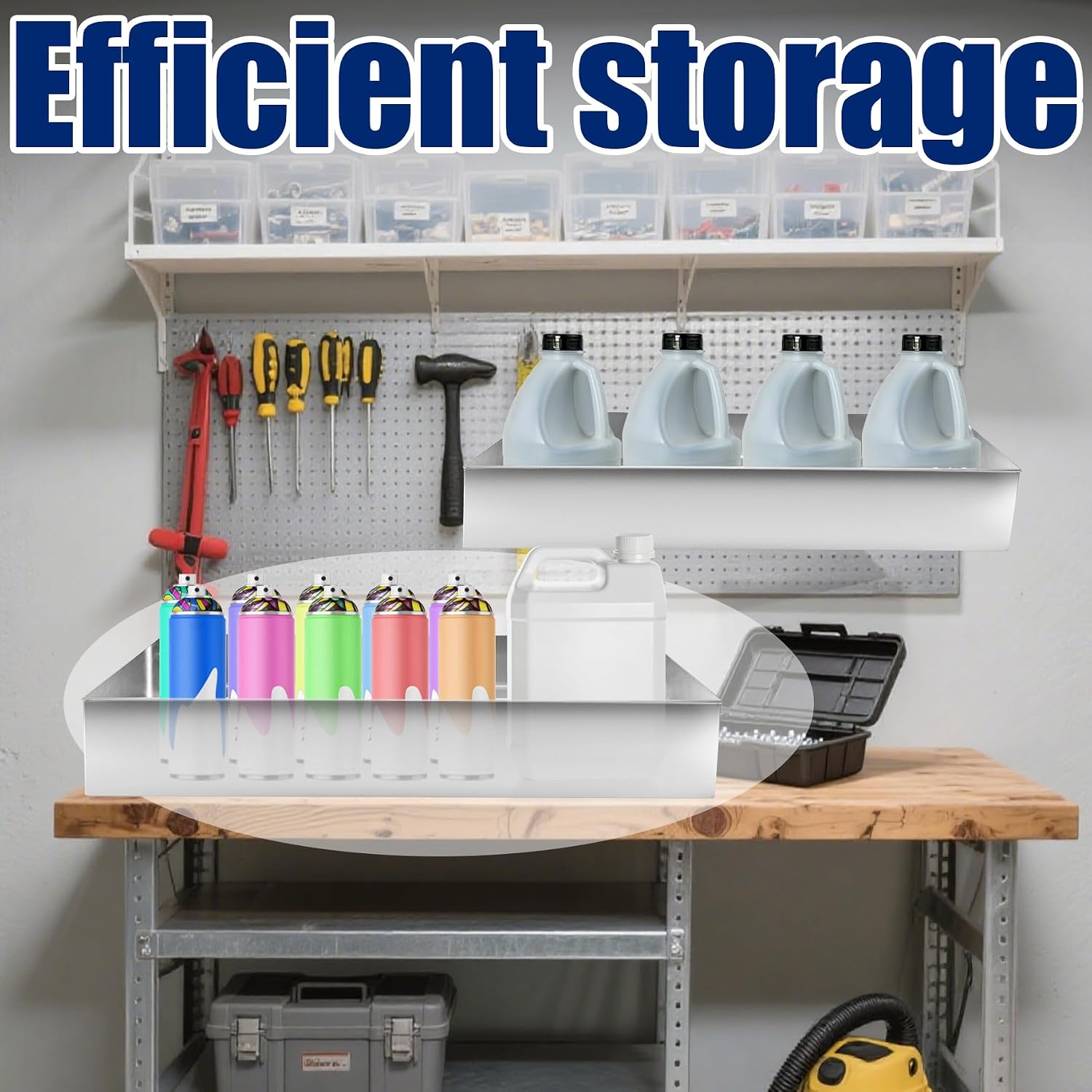 Aluminum Fuel Tank Rack Multi Use Storage Cabinet Holder Practical Kettle Racks Length 46' Accommodate 4 5-Gallon Jugs Suitable for Garage Enclosed Racing Trailer Work Area Silver