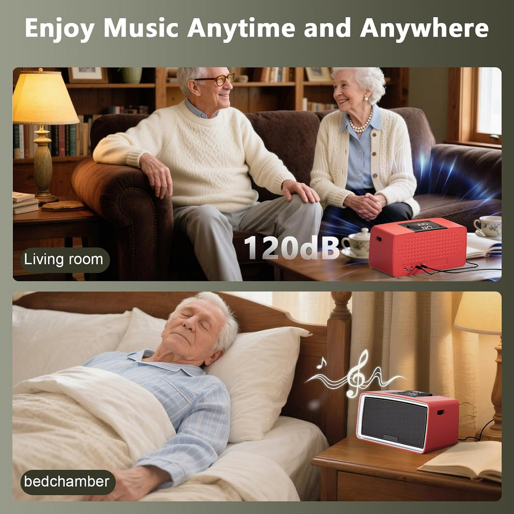Simple MP3 Player with Large Buttons & Easy Operation, Music Player Ideal for Elderly, The Hearing Impaired, Dementia/Alzheimer's Patients, Audio Player with 32GB TF Card (Red)