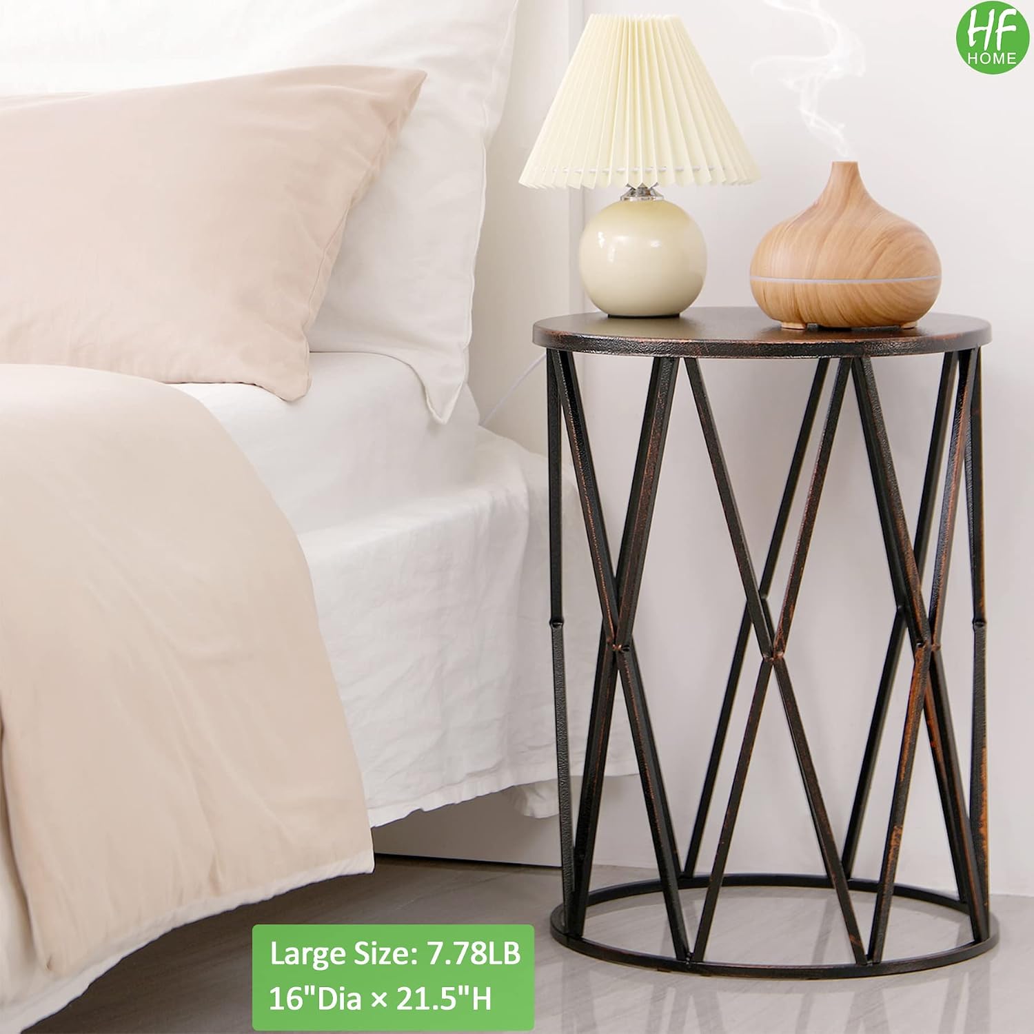 HFHOME Multifunctional Nesting Round Metal Coffee End Tables, Set of 3 Modern Nightstands Decor Side Tables Plant Stand for Home Office Indoor Garden Outdoor-Bronze