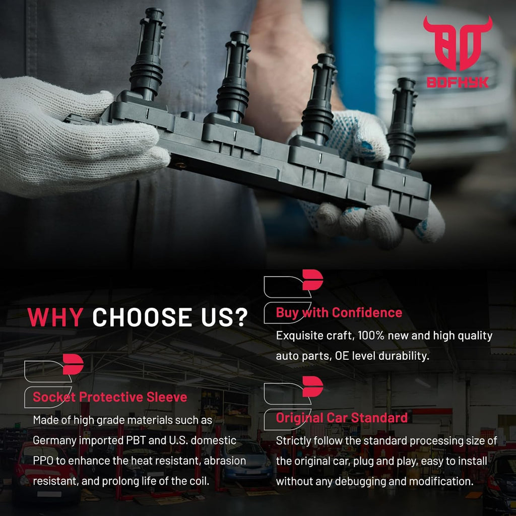 BDFHYK Ignition Coil Packs Compatible with Porsche 2008-2018 Cayenne, 2011-2016 Panamera V6 V8 3.6L 4.8L Coil for UF660 94860210402 94860210404 94860210406 Set of 8
