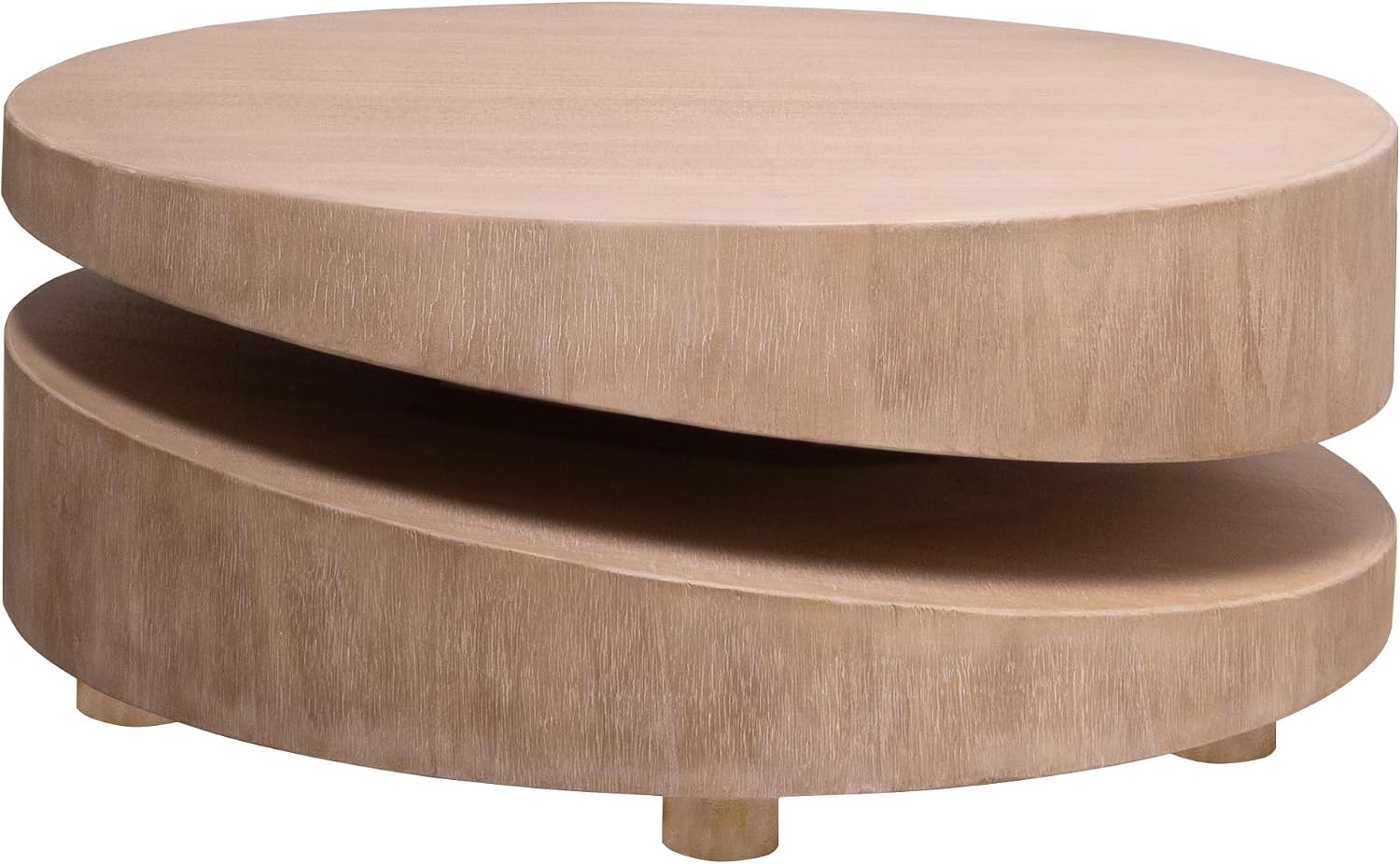 31.3'' Round Circle Coffee Table Modern Coffee Table for Living Room, Contemporary Minimalist Farmhouse Countryside Sculptural Style, Natural Wood Grain, No Assembly, Wood