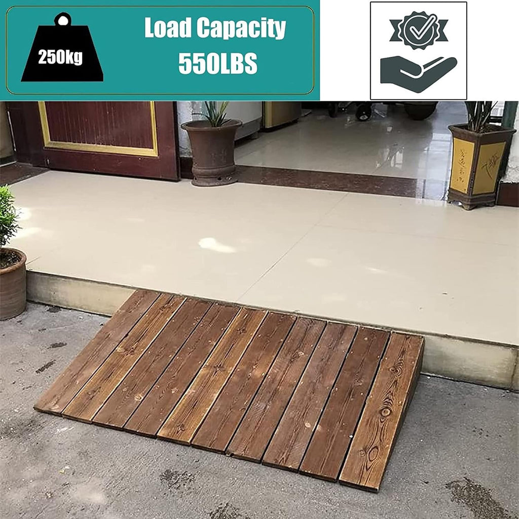 GUNEL 4inch/7inch/8inch/10inch Rise Threshold Ramp for Doorways, Portable Wooden Curb Transition Ramps for Curb/Driveway/Garage Door/Stair/Sheds, Non Slip Surface (Size : 90x70x18cm)