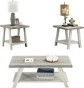 3-Piece Living Room Table Set, Coffee Table& Two End Tables, Side Table with Wood Storage Shelf for Living Room, Bedroom (Beige, 48' L x 24' W x 19' H)