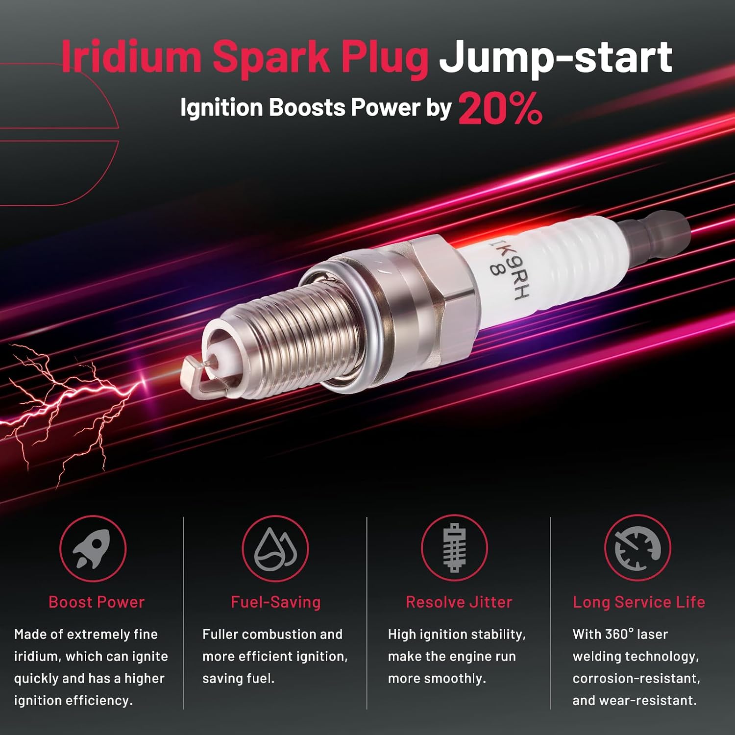 BDFHYK 4 Ignition Coil Pack UF673 and 4 Iridium Spark Plug 93618 Compatible with Fiat 2012-2017 500 1.4L l4,Compatible with Dodge 2013-2016 Dart 1.4L l4 Coil for C1828 68081914AA