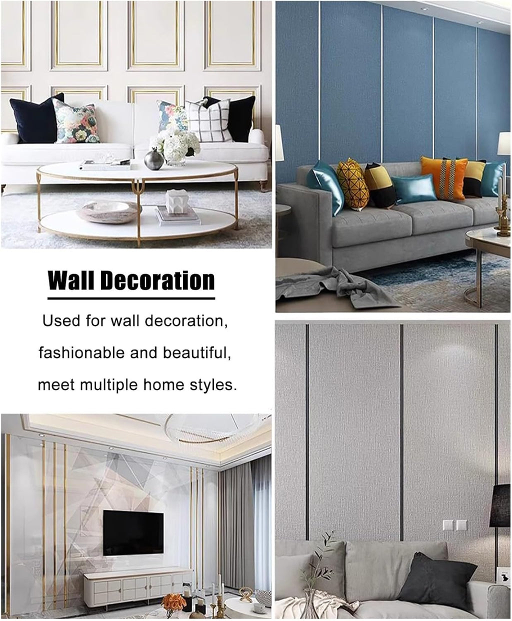 Floor Transition Strip 3pcs, T Molding Aluminum Alloy Threshold, Doorway Edge Trim Seam Cover, Decorative Wall Strip for Wood to Tile
