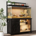 Reptile Tank Stand with Power Outlet, Terrarium Stand with Storage Cabinet, 49' X 20' Tabletop, Aquarium Stand with LED Lights, Reptile Terrarium,Turtle Tank (Oak)