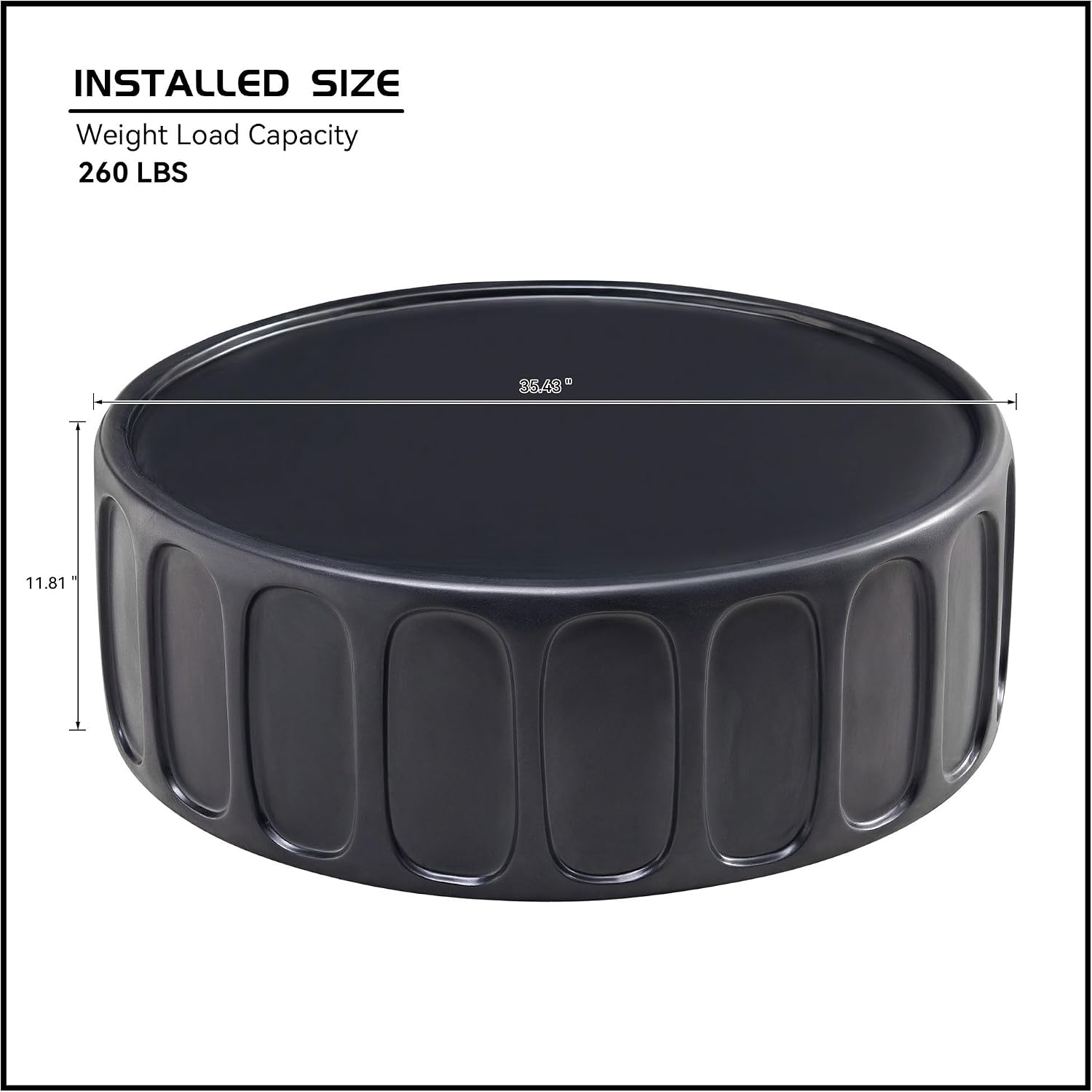 35.43'' Round Center Coffee Table for Living Room Fiberglass Table,Modern Design Coffee Table for Office,Apartment,No Need Assembly,Matte Black