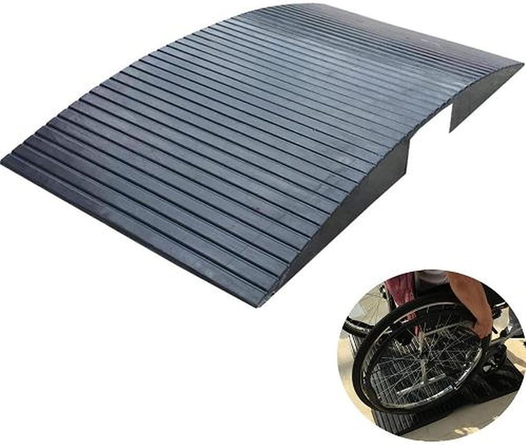 Portable Wheelchair Ramp for Doorways, Rubber Transition Ramp for Shower, Patio, Garage, 2-3 Inch Rise, Non-Slip Surface with Supporting Frame